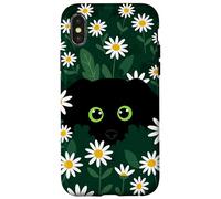 Black Daisy Field Floral Groovy Flowers Custodia per iPhone X/XS