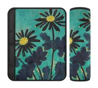 Black Daisy Flower 2 pz cintura di sicurezza per auto e coperture per cintura, protegge collo e spalle, copertura per cintura di sicurezza per camion
