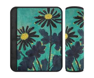 Black Daisy Flower 2 pz cintura di sicurezza per auto e coperture per cintura, protegge collo e spalle, copertura per cintura di sicurezza per camion