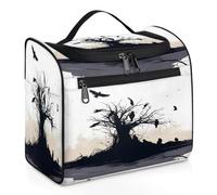 Black Dead Tree Bird Crow Borsa per il trucco da viaggio per donne, uomini, bambini, ragazze, ragazzi, 11,2 l, borsa da toilette da appendere borsa da bagno organizer per articoli da toeletta borsa da