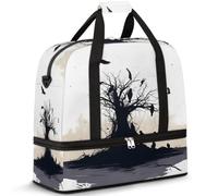 Black Dead Tree Bird Crow borsone da viaggio per donne e uomini borse da viaggio per il fine settimana borse da notte pieghevole bagnato separato 47 L tote bag per sport palestra yoga, Colore, 47L,