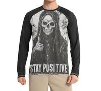 Black Death God Skull Camicie da uomo Rash Guard Tipo allentato Comfort Camicia da sole a maniche lunghe Pesca in acqua, Teschio Dio della Morte, Medium