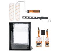 BLACK+DECKER 10-Piece Paint Tray Set, Complete Kit with Rollers, Brushes, Drop Cloth and More, Professional-Quality Tools for Effortless Painting, Ideal for Home, Office or Art Projects, 32363