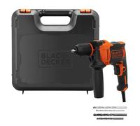 BLACK+DECKER Trapano a percussione a 1 ingranaggio, ad alte prestazioni con velocità variabile, compatto e leggero, con 4 punte e kitbox, BEH710K-GB