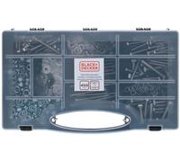 BLACK+DECKER Assortimento di viti e dadi 450 pezzi - Set con cassetta degli attrezzi - Vari tipi/dimensioni - Acciaio inossidabile - Argento