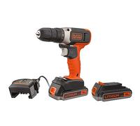 BLACK+DECKER BCD001E2K, Trapano Avvitatore 18 V 37 Nm con 2 Batterie al Litio da 2,5 Ah