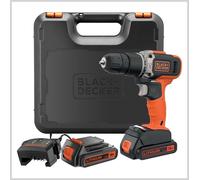 BLACK+DECKER, TRAPANO AVVITATORE A PERCUSSIONE 18V Comprende 2 batterie 1.5Ah in valigetta di plastica.BCD003C2K-QW
