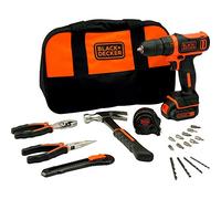 BLACK+DECKER BDCDD12HTSA-QW Trapano Avvitatore Compatto, 10.8 V, al Litio, 1.5 Ah, Accessori ed Utensili Manuali in Dotazione, Arancione/Nero