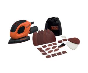 Black & Decker BEW230BC-QS Levigatrice per dettagli Mouse 55W Foglio 110mm/cm2 con 15 accessori e borsa