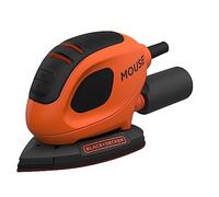 Black+Decker BEW230K-QS Disco abrasivo triangolare Mouse 55 Watt piastra 133 x 95 mm adattatore per aspirapolvere fissaggio in velcro, 6 carta abrasiva + 12 punte di carta vetrata di ricambio valigia