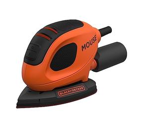 Black+Decker BEW230K-QS Disco abrasivo triangolare Mouse 55 Watt piastra 133 x 95 mm adattatore per aspirapolvere fissaggio in velcro, 6 carta abrasiva + 12 punte di carta vetrata di ricambio valigia