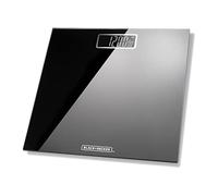 BLACK+DECKER BXBS0002GB Bilancia digitale da bagno, sistema di sensori ad alta precisione, vetro temperato resistente, display LCD, nero