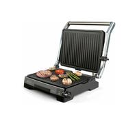 BLACK+DECKER BXGR2200E - Grill e piastra per grigliare, 2200 W, apertura 180°, piastra antiaderente senza PFOA, 14,5 x 23 cm, coperchio con posizioni inclinabili