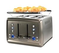 BLACK + DECKER BXTO1960E - Tostapane, 1960 W, controllo digitale del livello del pane tostato, 6 livelli, 4 fessure, funzioni: stop, riscaldamento e scongelamento