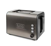 BLACK+DECKER BXTO900E - Tostapane in acciaio inox 900W con 2 slot extra large 42x137mm. 7 livelli di tostatura. Sistema autocentrante. Funzioni: Stop, Riscalda e Scongela