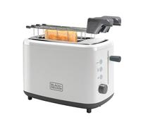Black+Decker BXTOA820E - Tostapane 820W. 2 slot larghi. 7 livelli di tostatura. Pinze estraibili. Funzioni: Annulla, Riscalda e Scongela. Vassoio raccoglibriciole. Piedini antiscivolo. Bianco