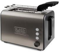 BLACK+DECKER BXTOA900E - Tostapane in acciaio inox 900W, 2 slot extra large 42x137mm. 7 livelli di tostatura. Sistema di pinze estraibili. Autocentraggio. 3 funzioni