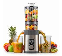 Black+Decker - Estrattore Succo Frutta/Verdura | Bocca 110 mm | Spremitura a freddo | Antiossidazione | 800 ml succo / 600 ml polpa | Funzione Reverse | Filtro lavabile in lavastoviglie | Antiscivolo
