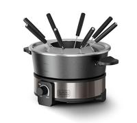 BLACK+DECKER - Fonduta Elettrica BXFC1000E 1000W | Termostato Regolabile | Capacità 2L | Per Formaggio, Cioccolato, Olio o Brodo | 8 Spiedini | Rivestimento Antiaderente senza PFOA