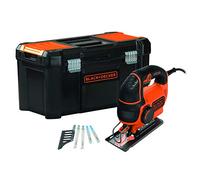 BLACK+DECKER KS901PEKA5-QS - Seghetto alternativo a filaio-620 W-4 posizioni da 22,5° a 45° -90 mm nel legno, 8 mm in acciaio, 3000 corsi/min-5 lame, consegnato in scatola di attrezzi