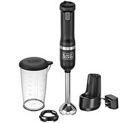 BLACK+DECKER Miscelatore a immersione senza fili della bacchetta della cucina, frullatore a mano con dock di ricarica, nero (BCKM1011K10)