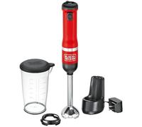 BLACK+DECKER Miscelatore a immersione senza fili della bacchetta della cucina, frullatore a mano con dock di ricarica, rosso (BCKM1011K06)