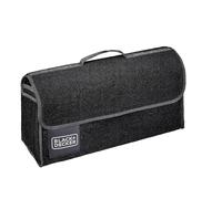 BLACK+DECKER Organizer Bagagliaio Auto - Accessori Auto Interno 55 x 15 x 23 cm - Portaoggetti Auto con 1 Grande Scomparto e 2 Tasche Laterali - Accessori Auto con Velcro - Nero