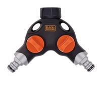 BLACK+DECKER Raccordo rubinetto - connettore 3/4 pollici - stop acqua - distributore a 2 vie - nero/arancione