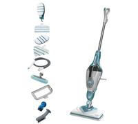 BLACK+DECKER Bhsm166Dsm-Qs Scopa A Vapore Lavapavimenti Steam Mop 11 Accessori, Testa Pivotante Per Tutte Le Superfici, Tecnologia Autoselect Regolazione Vapore, 1600 W, Bianco E Azzurro, 380 ml