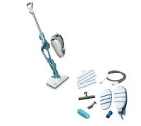 Black & Decker 9IN1 Steam-mop Pulitore a vapore verticale 0,5 L 1300 W Turchese, Bianco [FSMH1351SM]