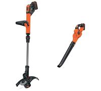 BLACK+DECKER Tagliabordi a Batteria Litio Tecnologia PowerCommand, Ampiezza taglio 28 cm, Regolazione Potenza & GWC1820PC-QW Soffiatore, 18 V, Arancione/Nero