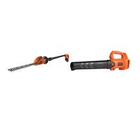 BLACK+DECKER Tagliasiepi a Batteria Litio su asta di prolunga - Lunghezza lama 43 cm & Soffiatore Foglie a Batteria Litio Sistema Assiale, Velocità di soffiaggio 145 Km/h