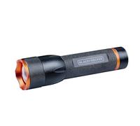 Black+Decker Torcia a LED, 500 lumen, 10 W, portata 100 m, 3 modalità di illuminazione: alta, bassa, pulsante, nero/arancione