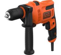 BLACK+DECKER Trapano a martello, mandrino a chiave da 13 mm, capacità di foratura 13 mm per muratura e acciaio, capacità di foratura 20 mm per legno, 0-2900 giri/min, 500 W, BEH200-GB
