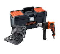 BLACK+DECKER Trapano a percussione 850W con 32 accessori, velocità variabile, mandrino senza chiave, funzione di percussione, BEH850KA32-QS