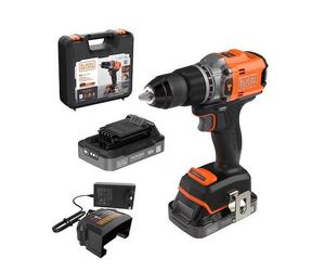 BLACK+DECKER Trapano a percussione a batteria 18V, 2 batterie da 2,0 Ah e caricabatteria BLD683D2X