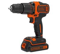 BLACK+DECKER Trapano a percussione da 18V, 2 ingranaggi, 2 batterie da 2Ah, caricatore da 400mA, scatola del kit, BDCHD18KB2-QW