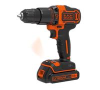 BLACK+DECKER Trapano/Avvitatore a Percussione 18V-1.5Ah con 2 Batterie in Valigetta. BDCHD18KB-QW