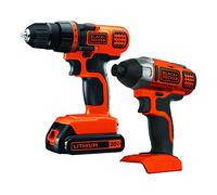 BLACK+DECKER Trapano senza fili e avvitatore a percussione da 20 V, kit combinato con batteria e caricabatterie (BD2KITCDDI)