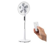 BLACK+DECKER - Ventilatore da terra 50W | 3 velocità | 3 modalità | Oscillante | Altezza 110-115 cm | Pannello touch | Telecomando | Timer 15h | Base rotonda | Bianco