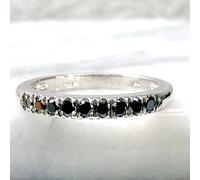 Black Diamond Anello IN 925 Argento Sterling AAA Certificato Anniversario Band