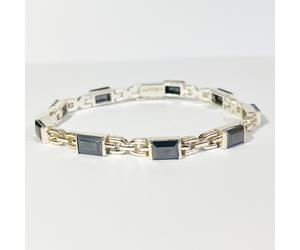 Black Diamond Bracciale 19.1cm 925 Argento Sterling AAA Certificato