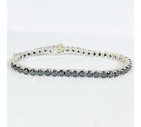 Black Diamond Braccialetto Tennis 19.1cm 925 Argento Sterling AAA Certificato