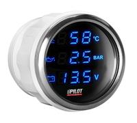 Black Digital Gauge Series, Manometro 3 in 1 - Ø 2” (52 mm)