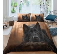 black dog portraitSet Di Copripiumino morbida microfibra 3 Pezzi stampa di 3D con cerniera nature wildlife style copripiumino con federe traspirante ultra morbido for ragazze King（220x240cm）