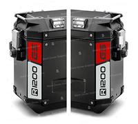 BLACK DOVES GRAPHICS Rifrangenti Adesivi bicolori compatibili con Valigie Laterali GIVI TREKKER OUTBACK 48 37 ltr Motorrad R1200GS R 1200 R1200 GS (Bianco-Rosso)