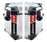 BLACK DOVES GRAPHICS Rifrangenti Adesivi bicolori compatibili con Valigie Laterali GIVI TREKKER OUTBACK 48 37 ltr Motorrad R1200GS R 1200 R1200 GS (Nero-Rosso)