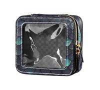 Black Dragon ScalesGlittering Clear Makeup Organizer Bag Borsa da toilette con cerniera Organizzatore portatile per il trucco da viaggio