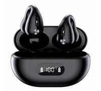 (black) Earless Wireless Earphone Noise Reduction Earhook Motion Noise Reduction Digital Display Ultra Long Range Earclip