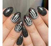 Black Eerie Framework Persist Hoofs Halloween Falso Hoofs Short Ellipsoidal ABS Unguis Art Riciclabile Non Mortale per Festa Uso quotidiano Trucco di Halloween Altrimenti Trattare Zoccoli